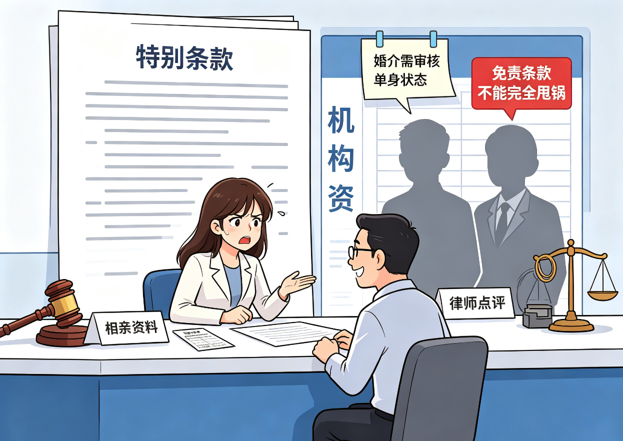 女子婚介所相亲,连遇2名已婚男,三禾律师赵心愿:莫让《特别条款》成婚介机构推卸责任“护身符”